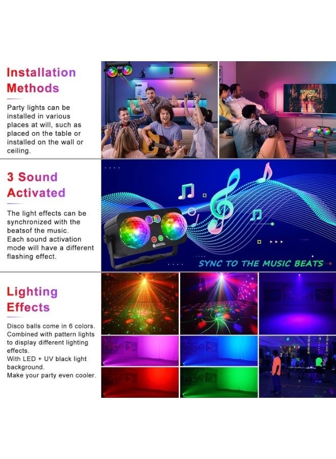 WALALLA Party Lights Dj Disco Ball Light with 3m USB Cable 5V/3A Sound Activated Strobe Stage Lighting for Parties Indoor Dance Club Birthday Karaoke New Years Rave Show - Image 5